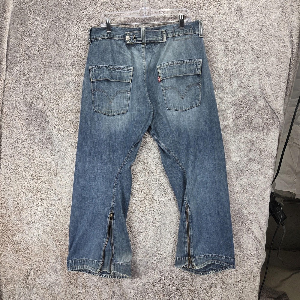 Vintage Levis Engineered Jeans Mens Blue Twisted Buckle Back Zip Fly Fits 34x30